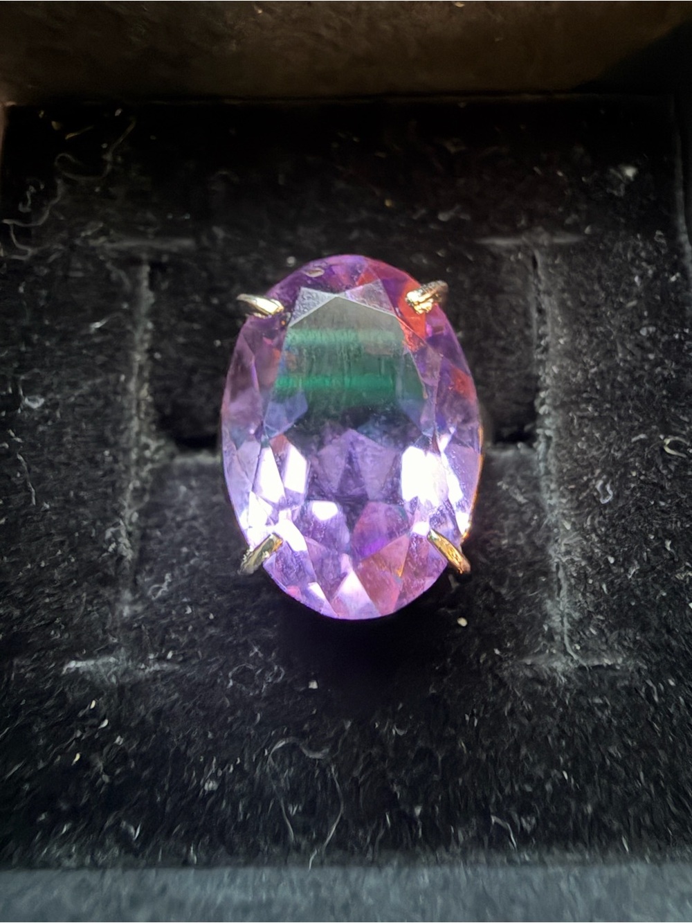 Purple Oval Faceted Ring - Elegant Women’s Statement Ring